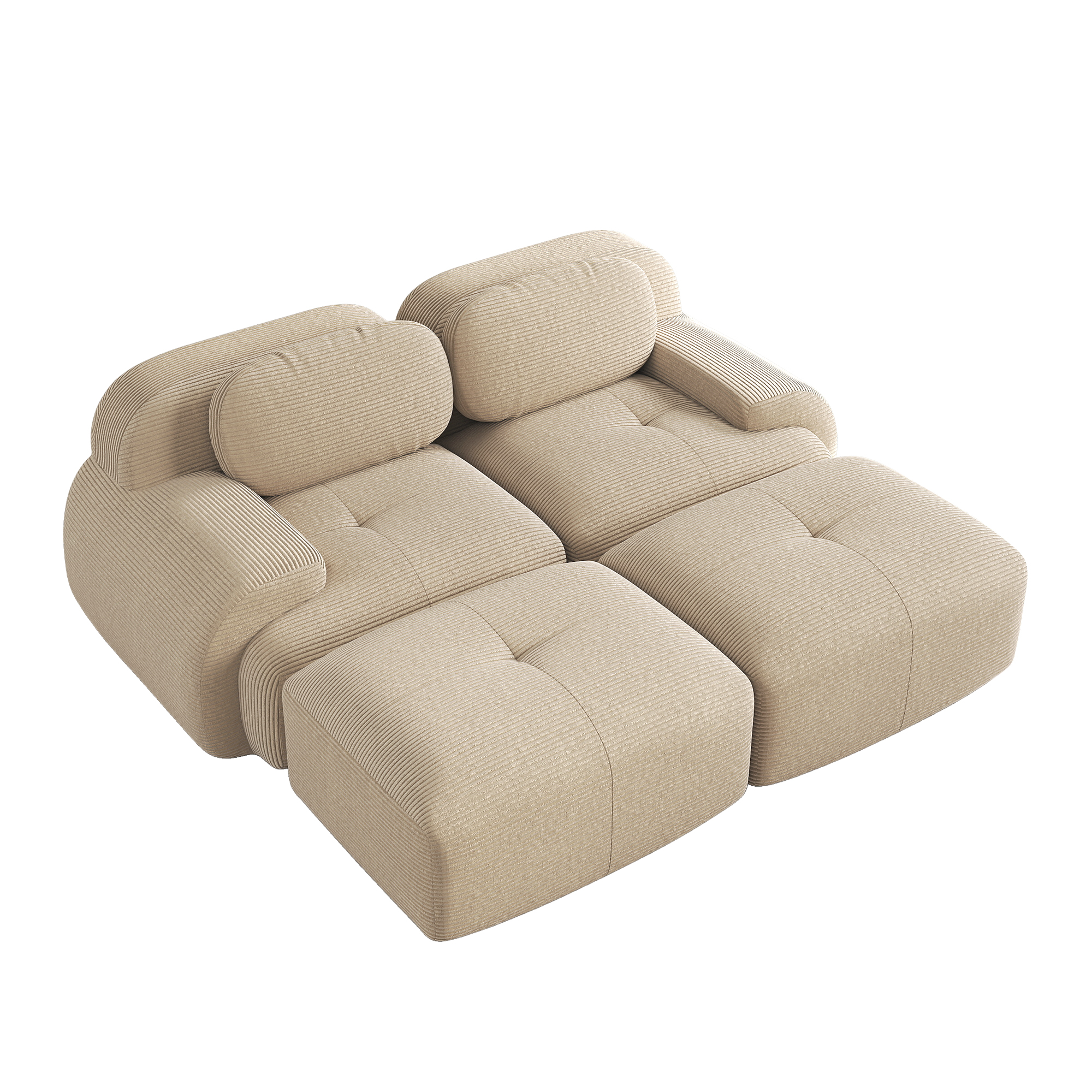 moduulisohva 2-paikkainen beige korduroy