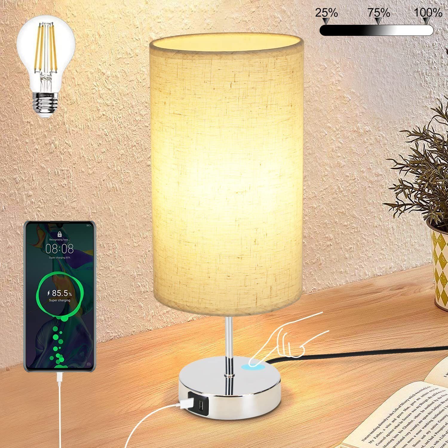 NETTLIFE HimmennettäväKosketus Yöpöytävalaisin USB E27