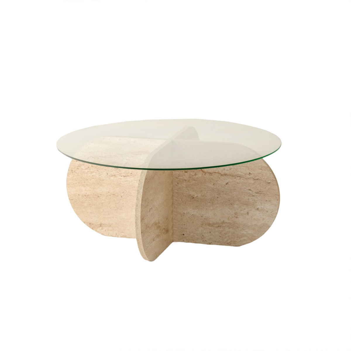 Norda Design moderni sohvapöytä, halkaisija 75 cm, korkeus 35 cm, beige travertiini