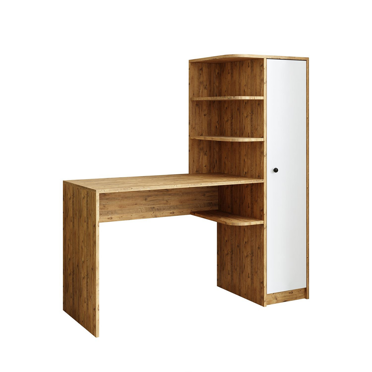 Norda Design Työpöytä ja kirjahylly Academe, Atlantic Pine -mänty/valkoinen, 50 × 143,2