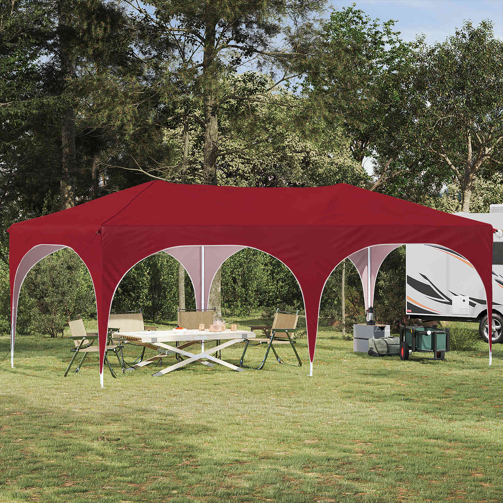 vidaXL Pop-up Juhlateltta 575 x 288 x 245 cm Burgundi Oxford-kangas