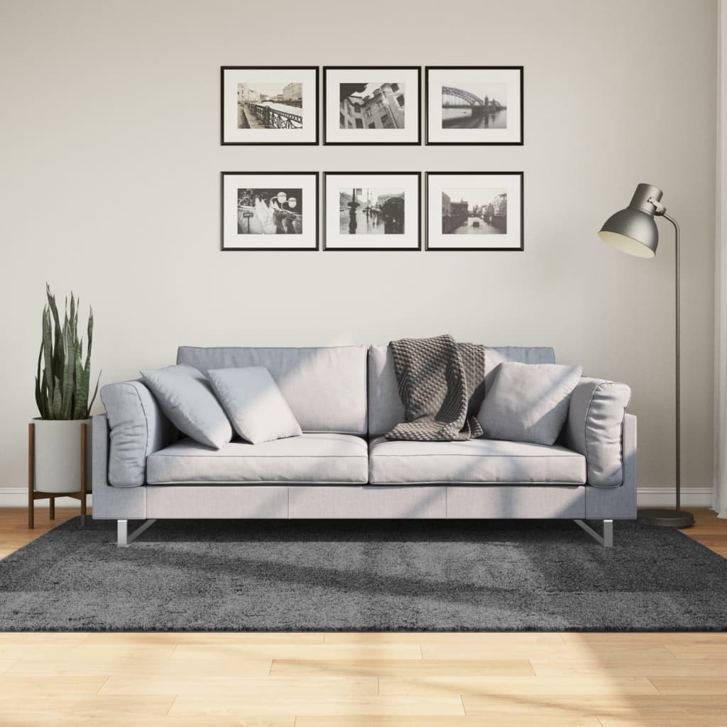 vidaXL Matto OVIEDO lyhytnukkainen antrasiitti 140x200 cm