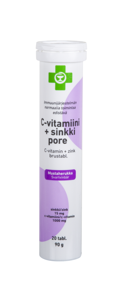 C-Vitamiini + Sinkki Pore mustaherukka 20 tabl.