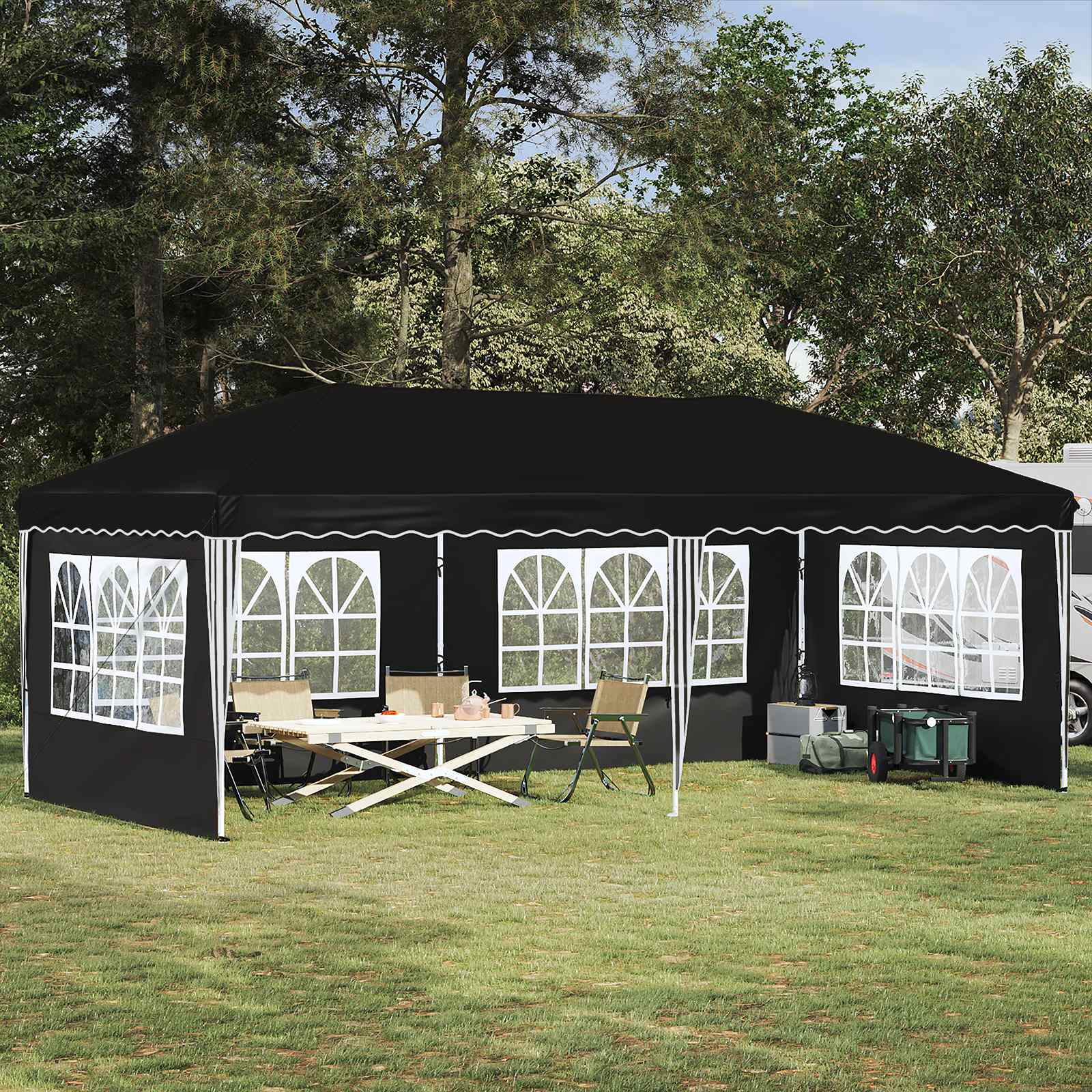 vidaXL Pop-up Juhlateltta 575 x 289 x 245 cm Musta