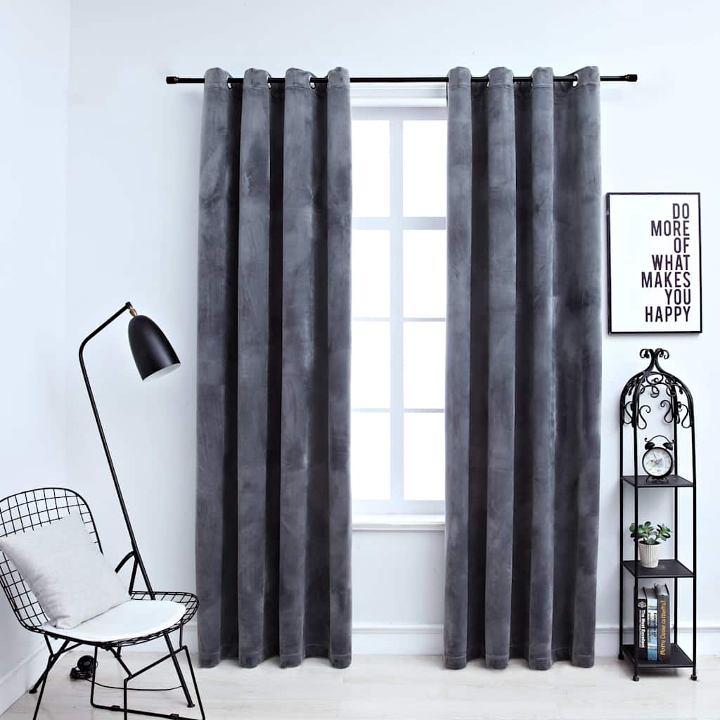 vidaXL Pimennysverhot renkailla 2 kpl sametti antrasiitti 140x245 cm