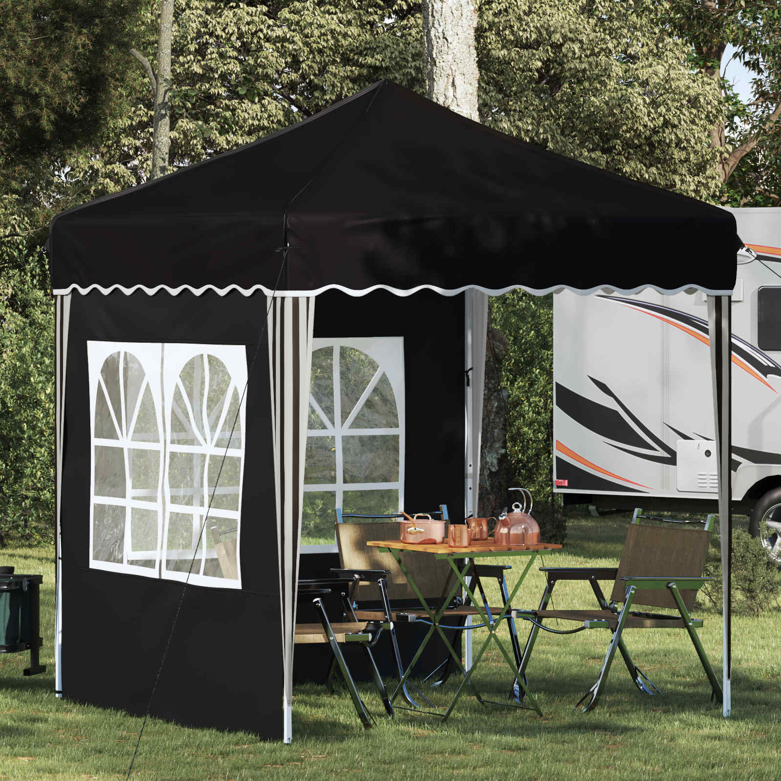 vidaXL Pop-up Juhlateltta 195 x 195 x 245 cm Musta Oxford-kangas