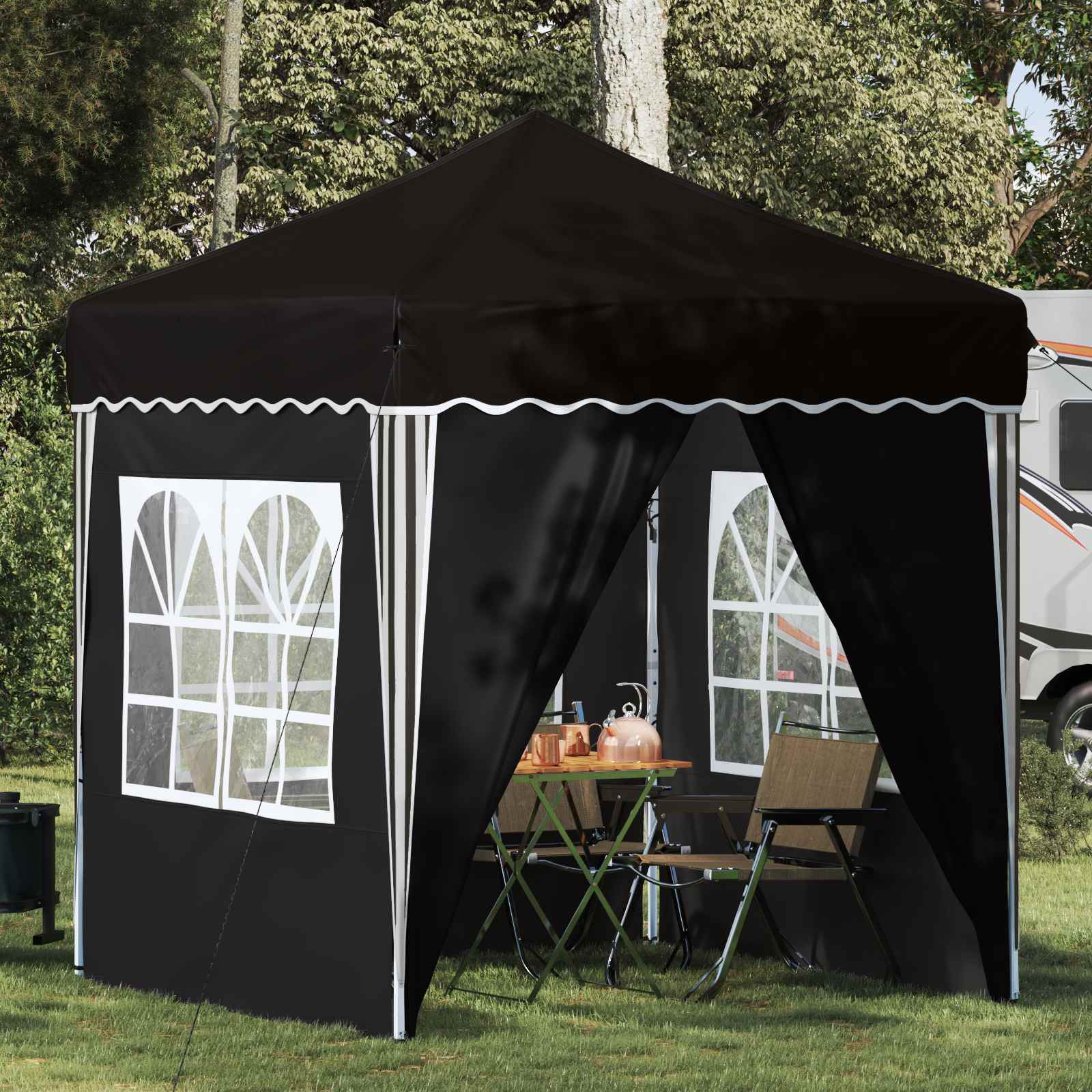 vidaXL Pop-up Juhlateltta 195 x 195 x 245 cm Musta Oxford-kangas