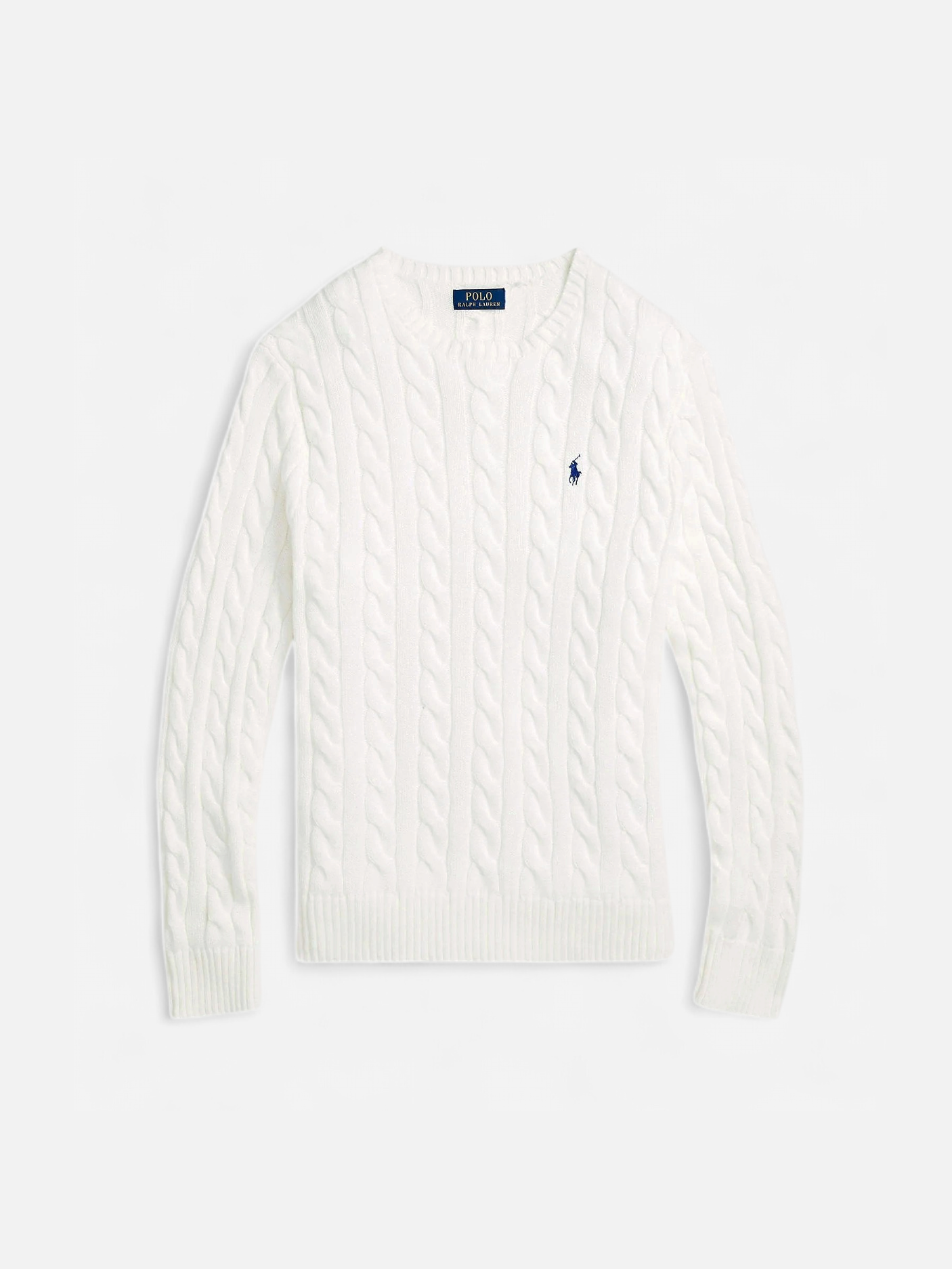 Polo Ralph Lauren Cotton Cable LS Drive Pullover, valkoinen