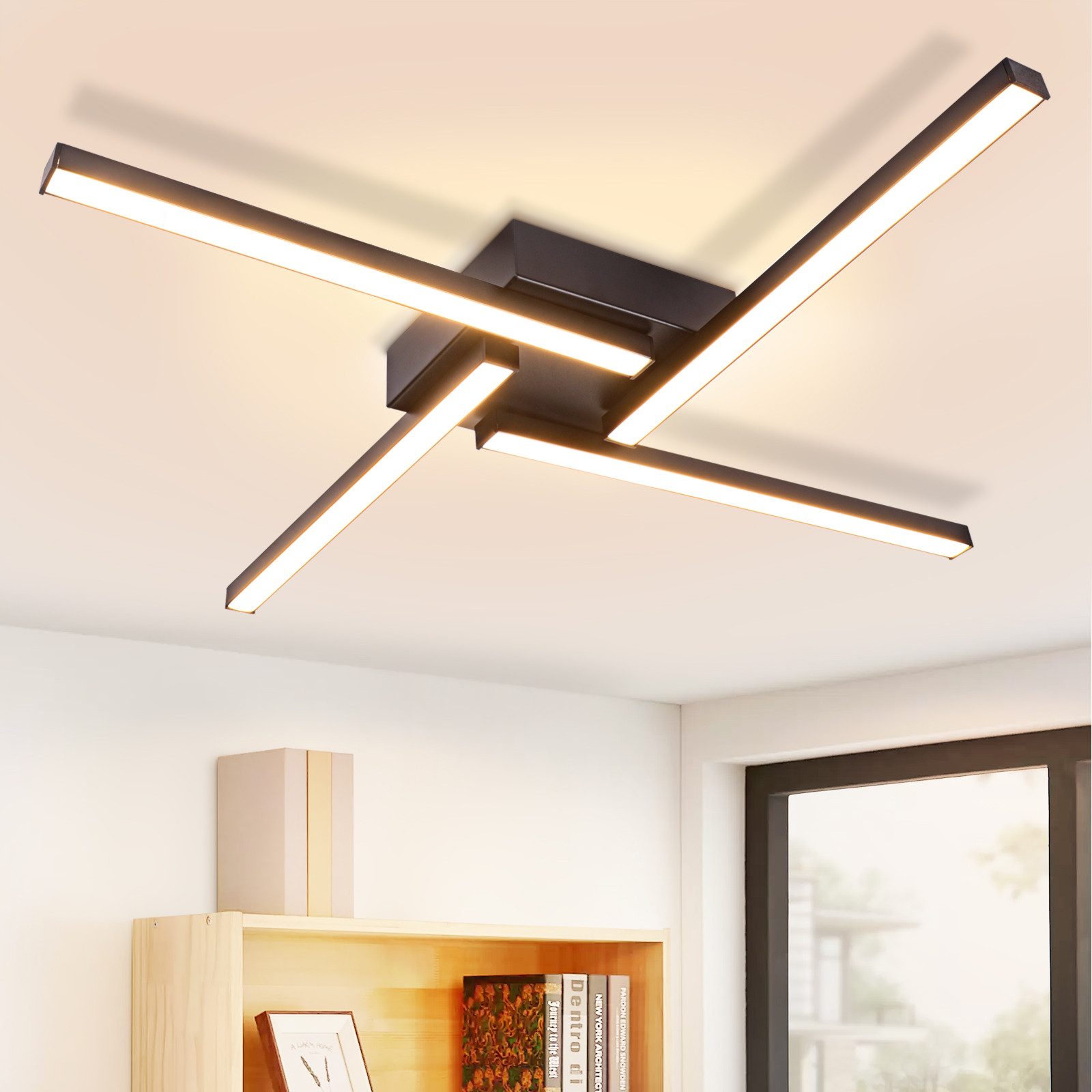 ZMH Musta LED-kattovalaisin 24 W 3000 K